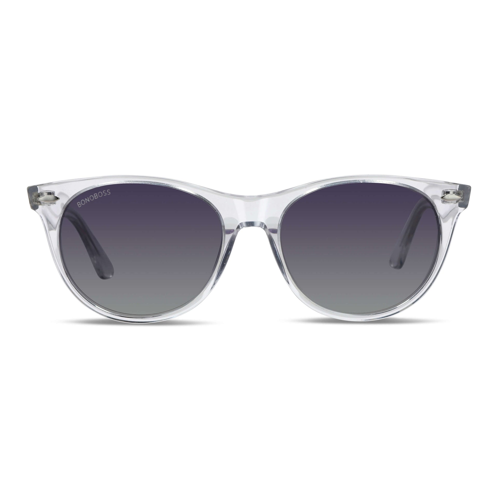 Hanga Roa anteojos de sol marco transparente de frente con madera natural #color_transparente