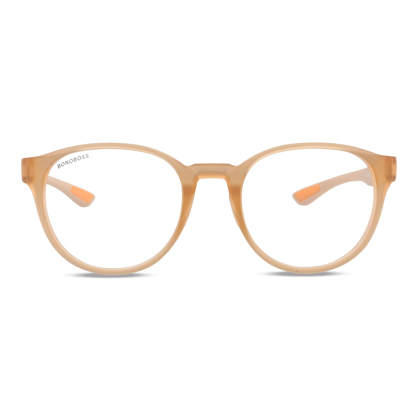 anteojos ópticos gafas con o sin receta optica armazones de plastico reciclado o acetato sustentable de color durazno vista frontal #color_peach