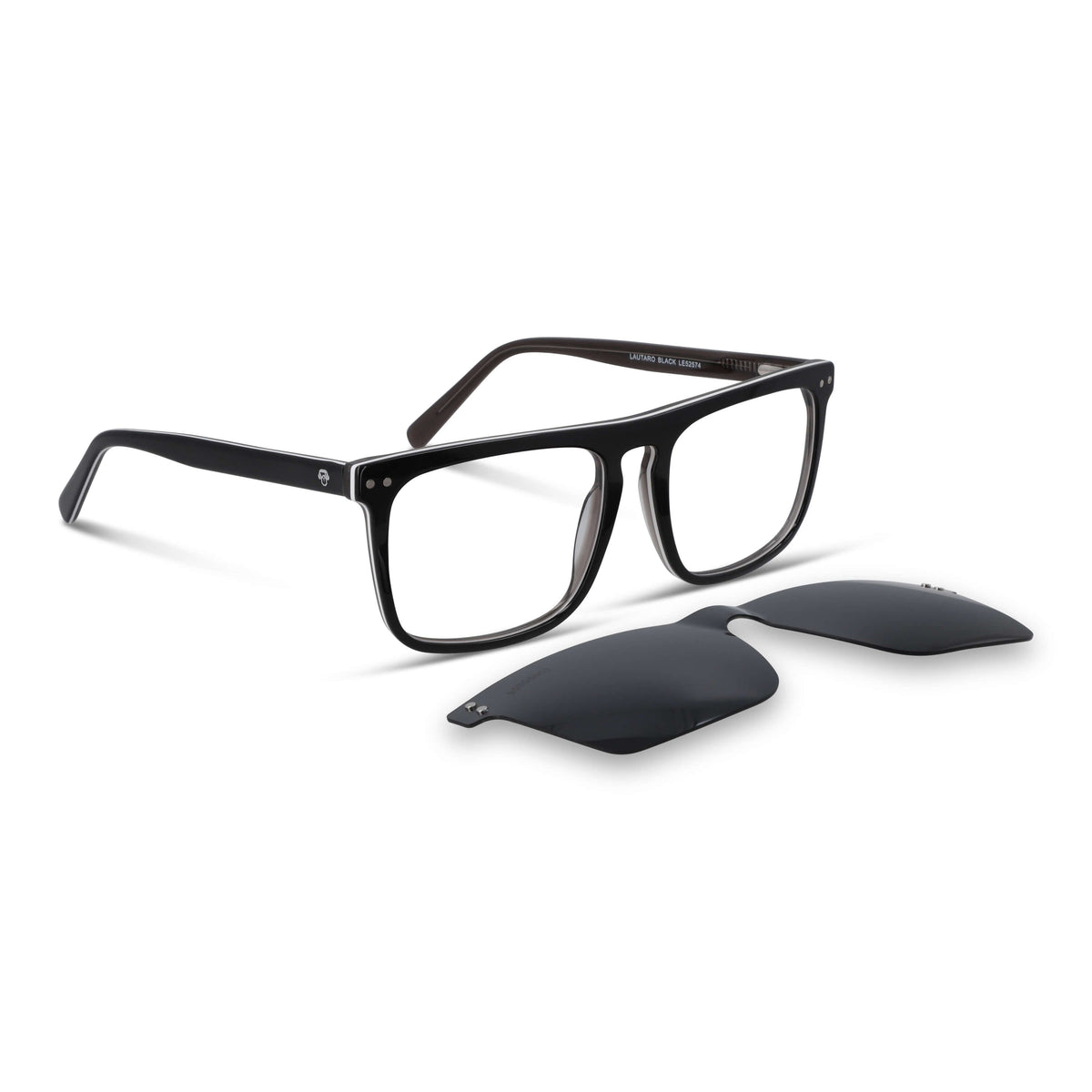 Lautaro Clip Sol lentes clip on negro vista frontal diseño universal #color_negro #foto_frontal