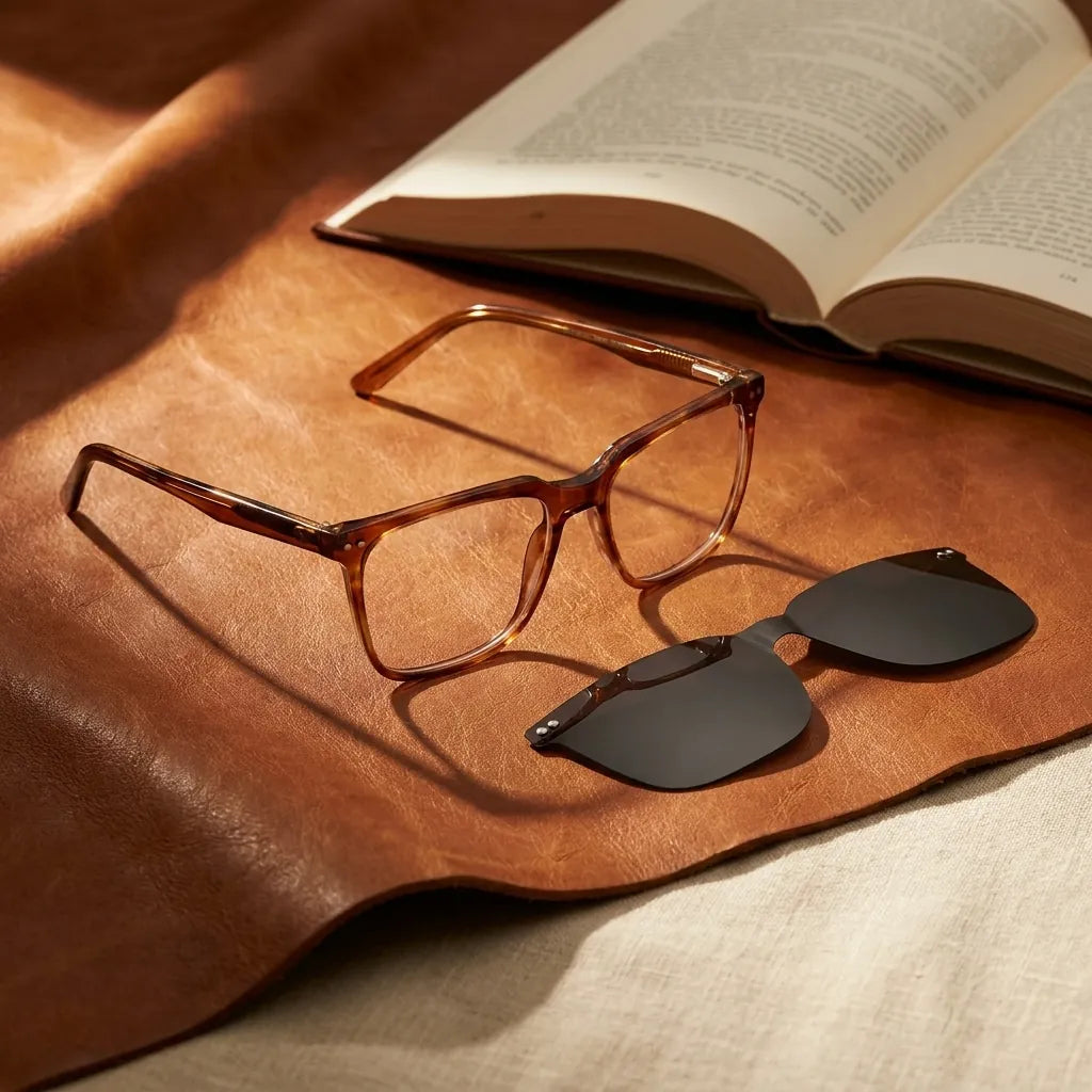 Bonoboss Selknam Clip Sol Brown - detalle armazon clip-on still life close-up #editorial_armazon #color_brown