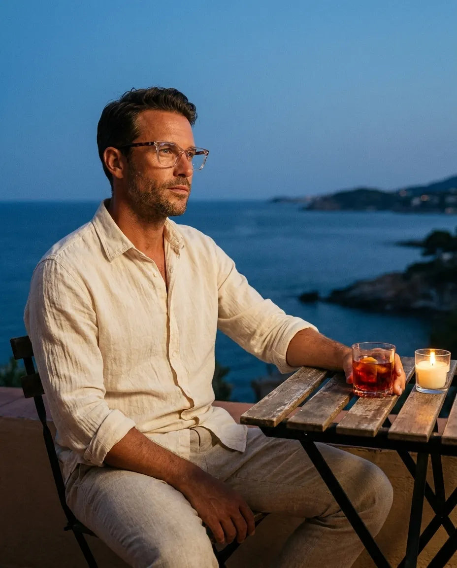 Bonoboss Demi Clip Sol Rose - modelo aperitivo atardecer terraza blue hour #editorial_lifestyle4 #color_rosado