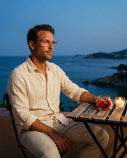Bonoboss Demi Clip Sol Rose - modelo aperitivo atardecer terraza blue hour #editorial_lifestyle4 #color_rosado