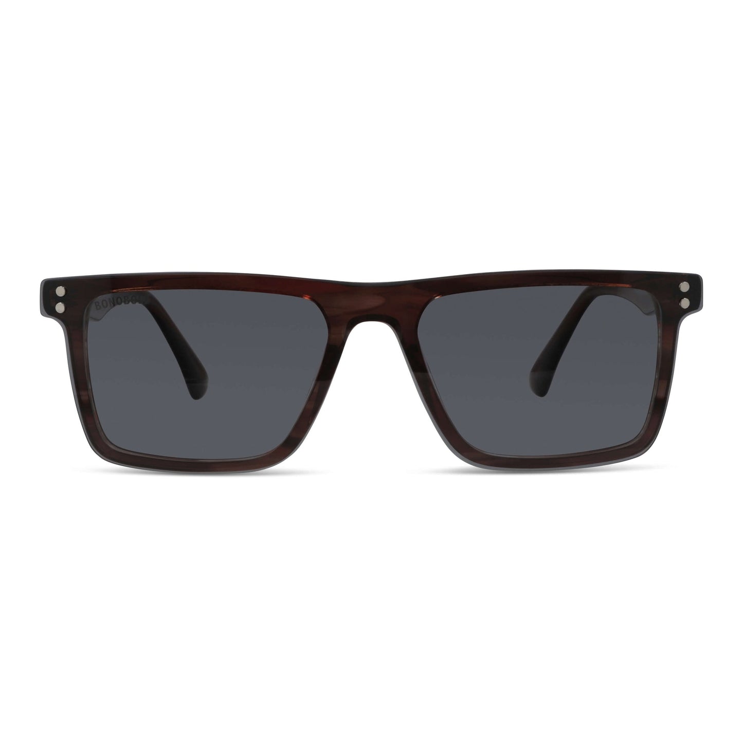Vista angulada de Atlas anteojos de sol café para hombre y mujer #color_brown