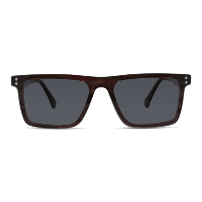 Vista angulada de Atlas anteojos de sol café para hombre y mujer #color_brown