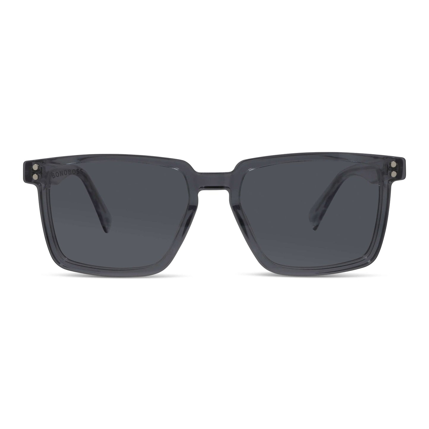 armazones opticos con clip de sol polarizado rectangulares marco optico acetato sustentable biodegradable para hombre y mujer de cara redonda grande vista frontal de color #color_transparente