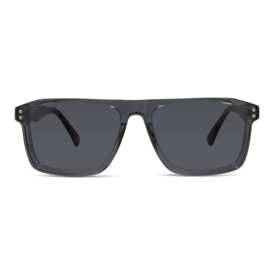 anteojos armazones marcos opticos con clip de sol polarizado rectangulares grandes en acetato sustentable biodegradable una vista frontal del color #color_transparente