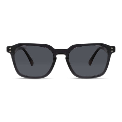  armazón óptico con clip de sol polarizado geometrico marco optico acetato sustentable biodegradable para hombre y mujer de cara ovalada grande vista frontal de color #color_transparente