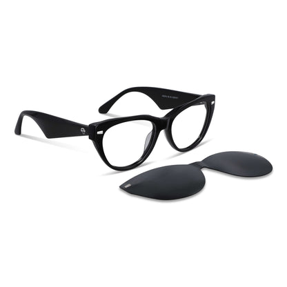 Vesta lentes ópticos y de sol magnéticos negro diseño frontal para mujer #color_negro #foto_frontal