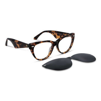Vista frontal Vesta lentes ópticos clip on color carey #color_carey #foto_frontal