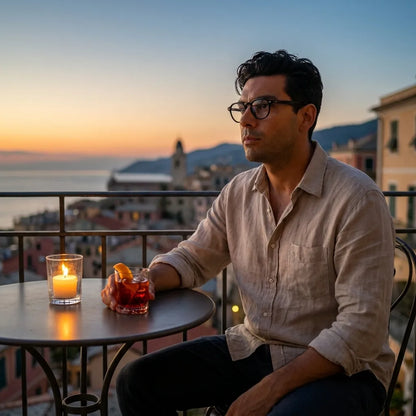 Bonoboss Galápagos Clip Sol Negro - modelo aperitivo atardecer terraza blue hour #editorial_lifestyle4 #color_negro