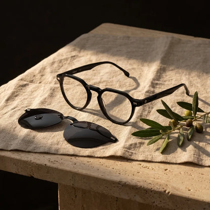 Bonoboss Galápagos Clip Sol Negro - bio-acetato sustentable olivo lino natural #editorial_sustentabilidad #color_negro