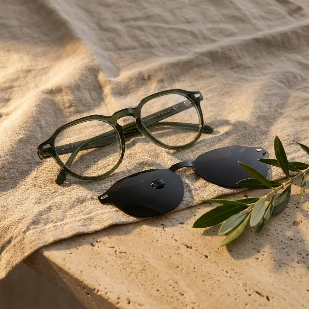 Bonoboss Galápagos Clip Sol Verde - bio-acetato sustentable olivo lino natural #editorial_sustentabilidad #color_verde