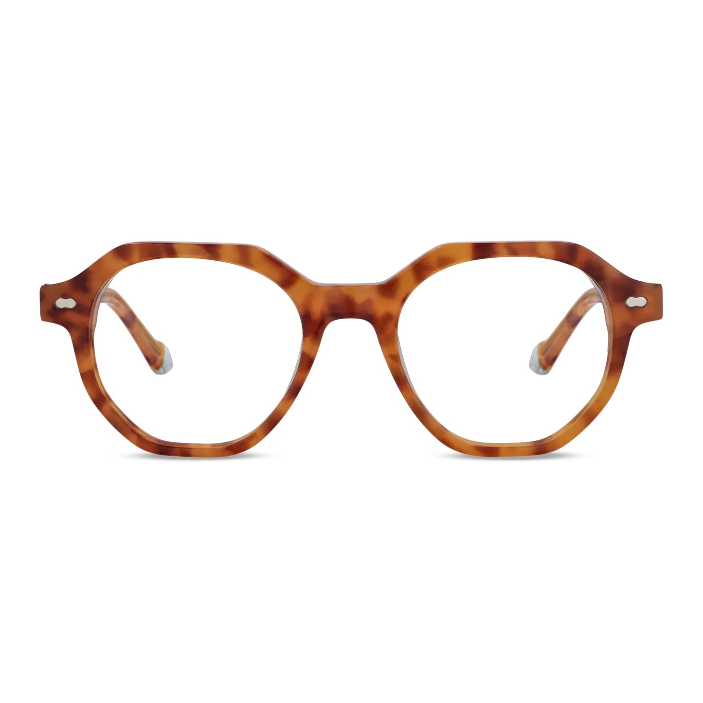 Vista frontal de Hermes lentes de lectura mujer color naranja #color_naranja