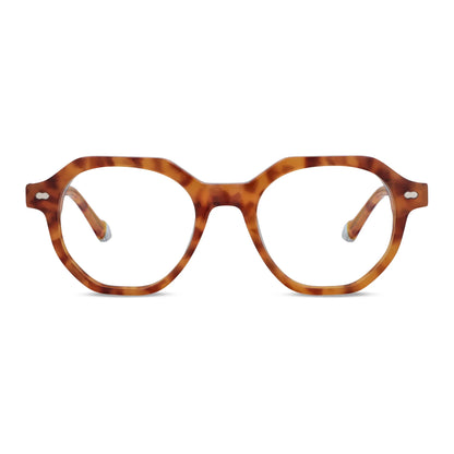 Vista frontal de Hermes lentes de lectura mujer color naranja #color_naranja