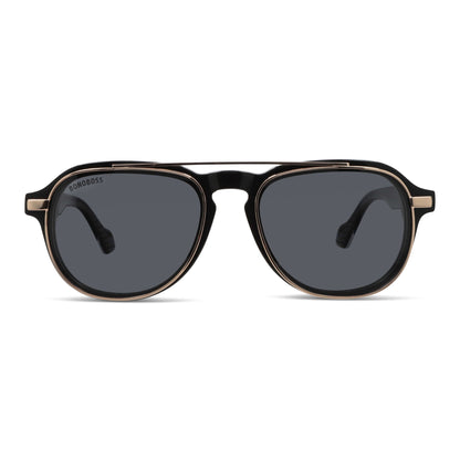 Cronos lentes polarizados negro vista frontal para hombre y mujer #color_negro