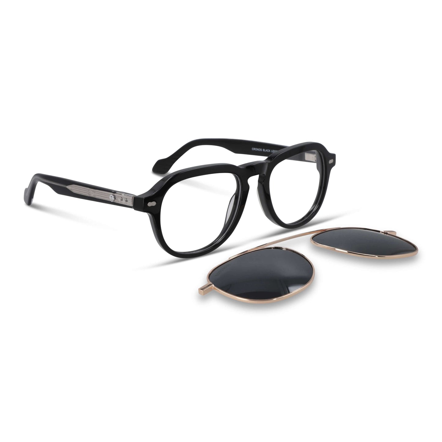 Cronos anteojos de sol negro diseño frontal para hombre y mujer #color_negro