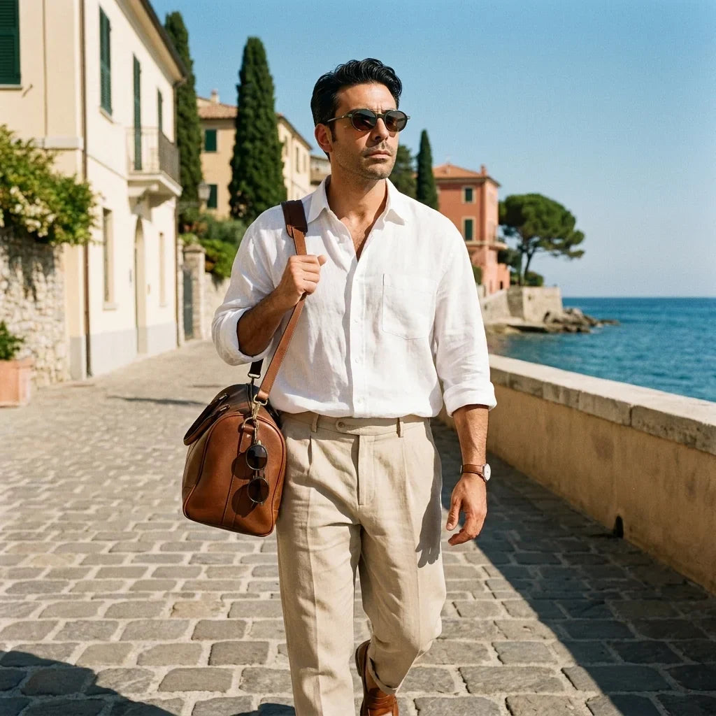 Bonoboss Capri Clip Sol Verde - modelo hombre paseo costero #editorial_lifestyle3 #color_verde