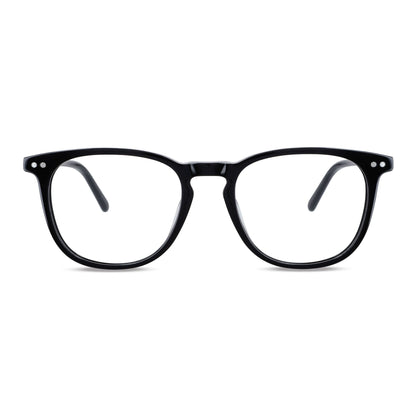 marcos opticos redondos para hombre y mujer con clip de sol polarizado marca bonoboss sustentable mayorista de opticas vista frontal #color_negro