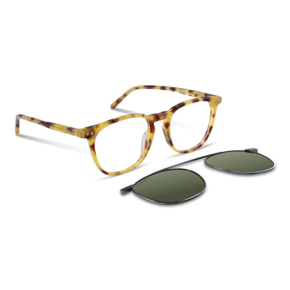 armazones opticos redondos para hombre y mujer con clip de sol polarizado marca bonoboss sustentable mayorista de opticas #color_amarillo