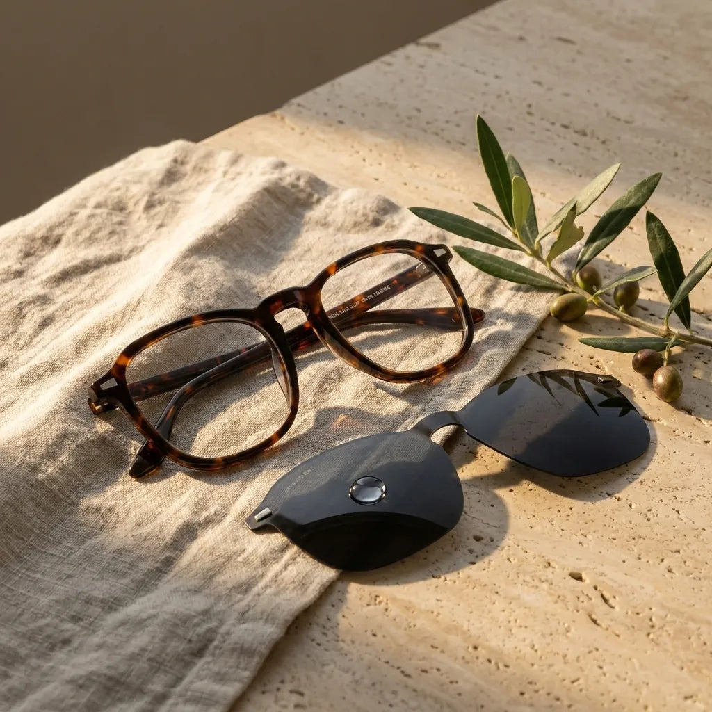 Bonoboss Frutillar Clip Sol Carey - bio-acetato sustentable olivo lino natural #editorial_sustentabilidad #color_carey