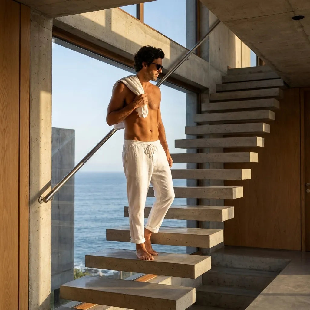 Bonoboss Frutillar Clip Sol Transparente - modelo escaleras casa playa arquitectura mediterranea golden hour #editorial_lifestyle1 #color_transparente