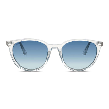 Frontal Henua lentes de sol hombre acabado transparente plástico reciclado #color_transparente
