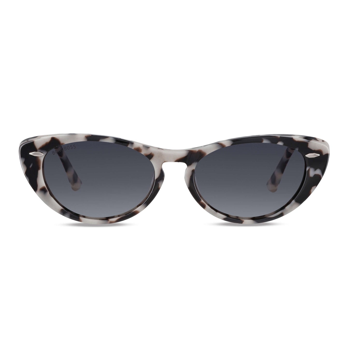 la vista frontal de unos anteojos de sol polarizados de color tipo marmoleado bonoboss en acetato sustentable #color_marble