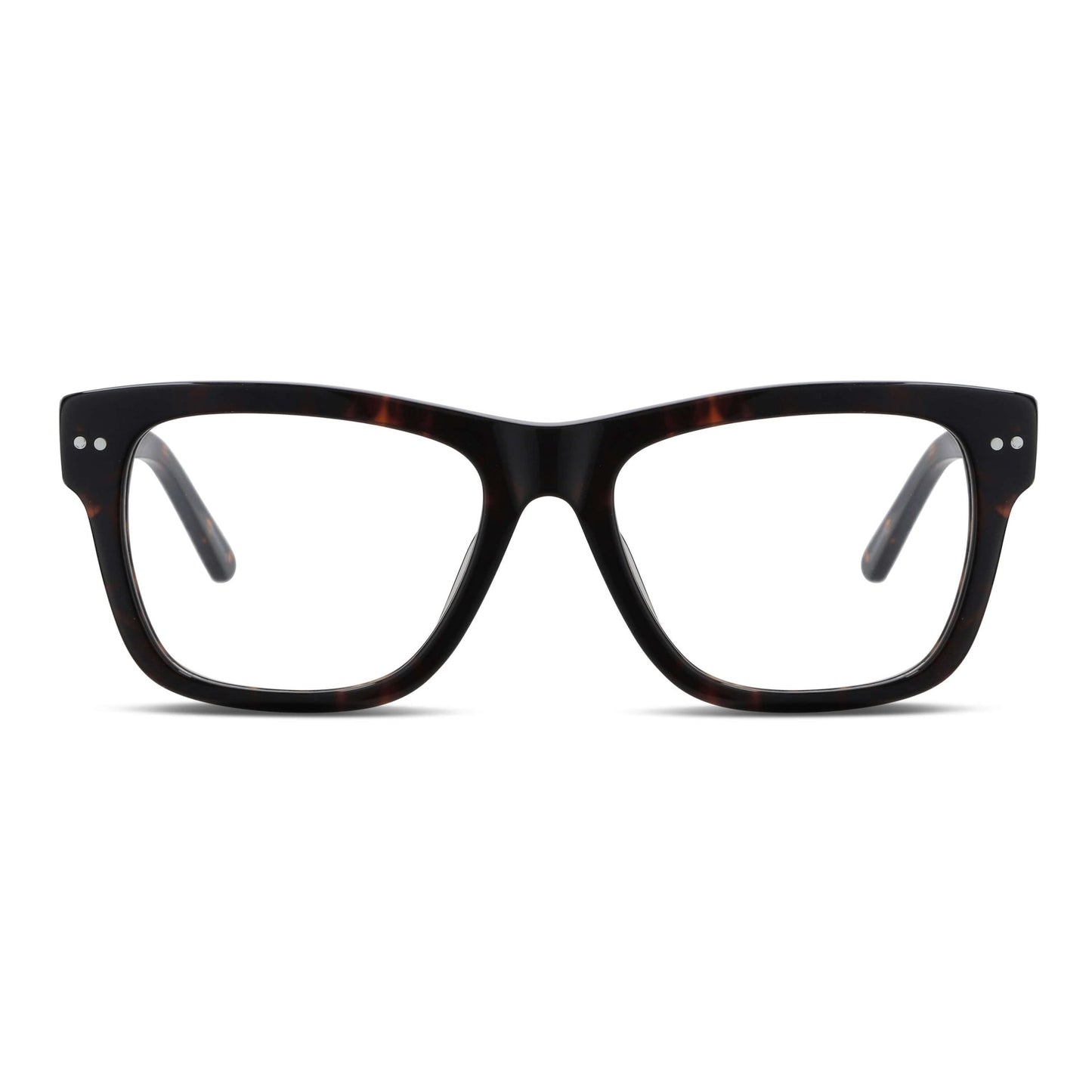 vista frontal de unos anteojos o armazones ópticos de moda de color carey y forma cuadrados gruesos para hombre hombre mujer cara redonda opticos multifocales bifocales receta mayorista distribuidor sustentables#color_carey