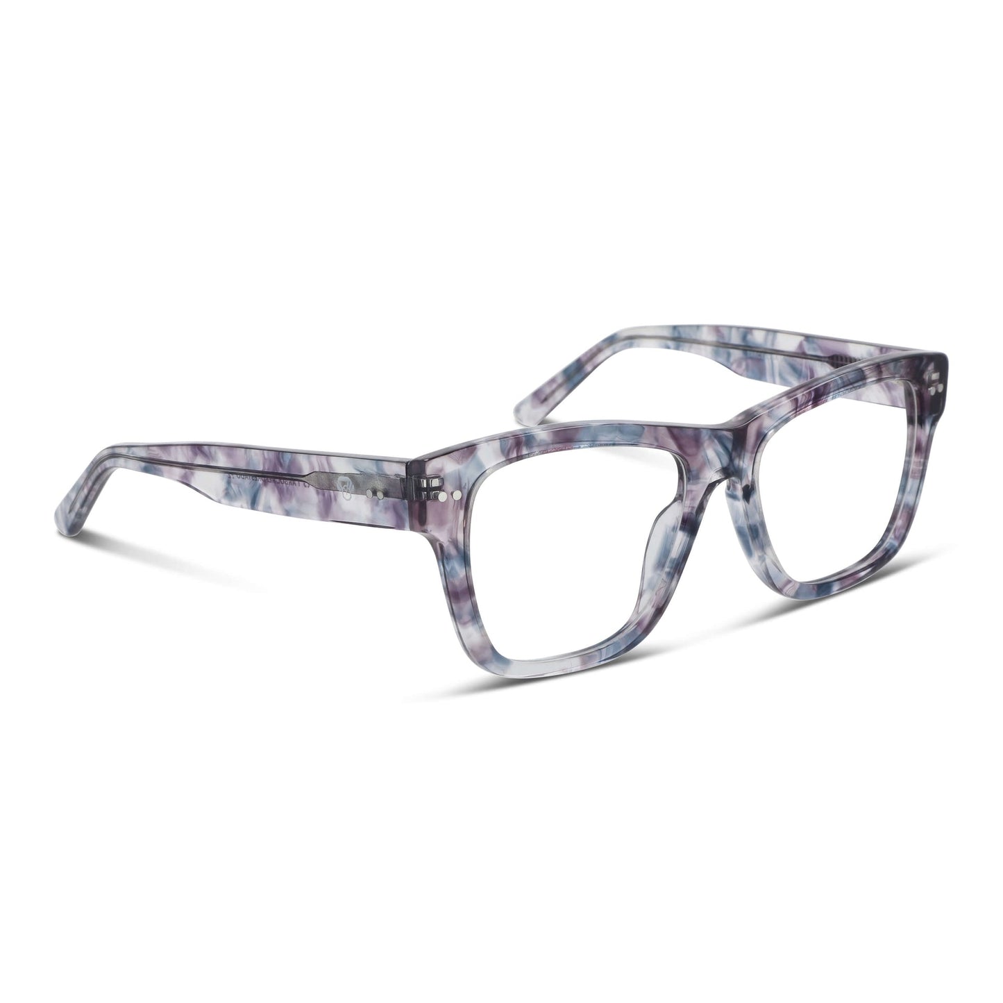 vista lateral o angulada de unos anteojos o marcos ópticos para hombre y mujer de moda de color space o exclusivos de diseñador con receta#color_aliceblue