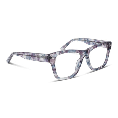 vista lateral o angulada de unos anteojos o marcos ópticos para hombre y mujer de moda de color space o exclusivos de diseñador con receta#color_aliceblue
