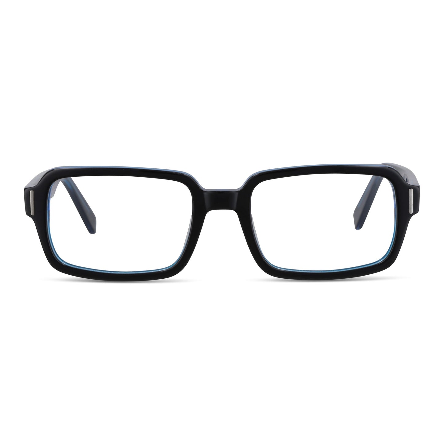 London lentes ópticos azul vista angulada 3/4 diseño universal #color_azul