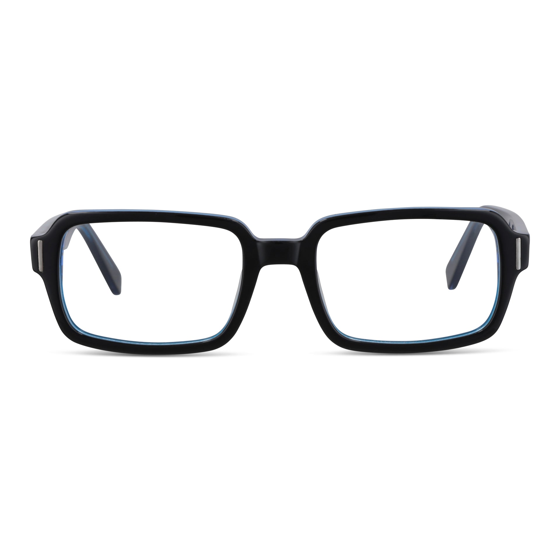 London lentes ópticos azul vista angulada 3/4 diseño universal #color_azul