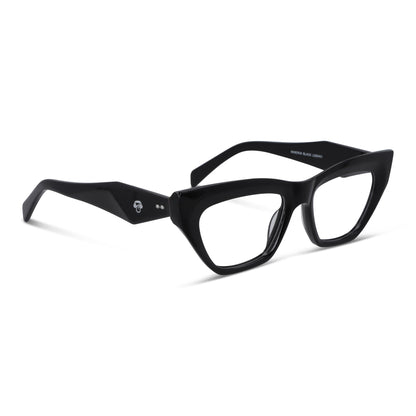 anteojos o gafas opticas para mujer lentes agatados geometricos de moda de acetato livianos y delgados para mujer #color_negro