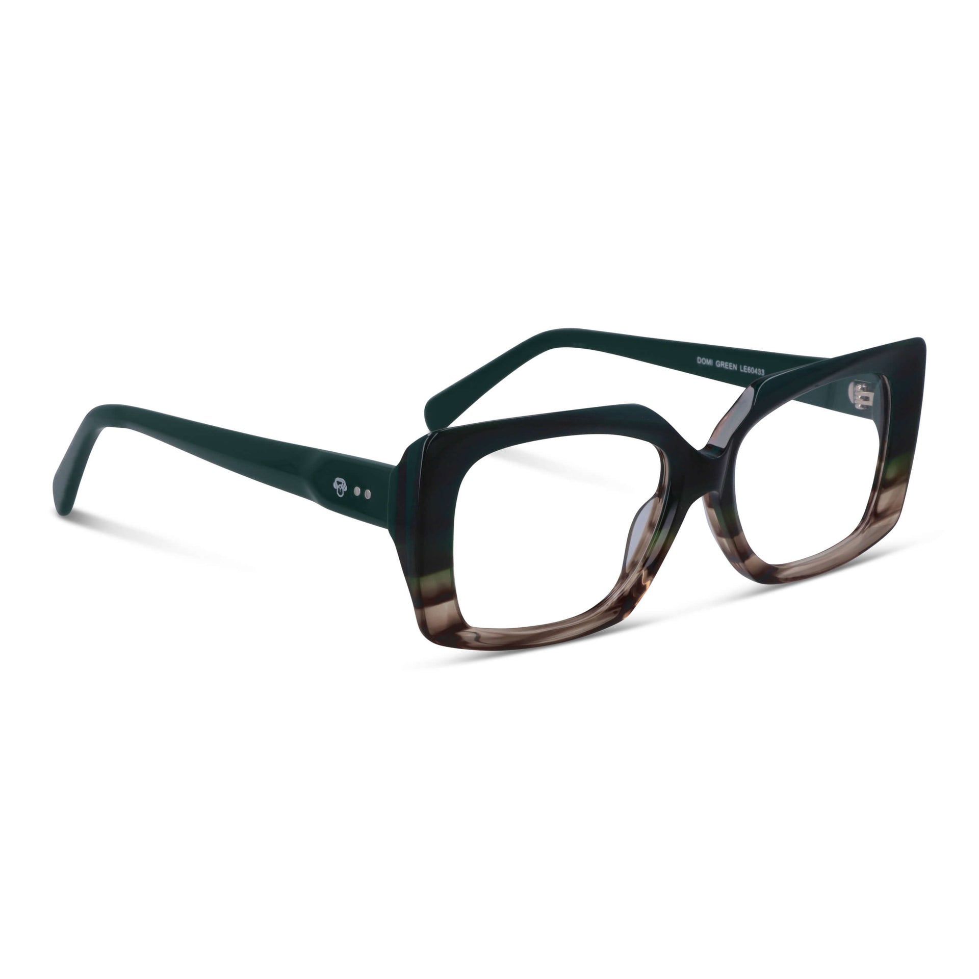 Domi gafas de sol tono verde ángulo 3/4 mostrando bio-acetato #color_verde