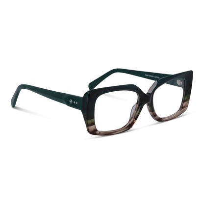 Domi gafas de sol tono verde ángulo 3/4 mostrando bio-acetato #color_verde