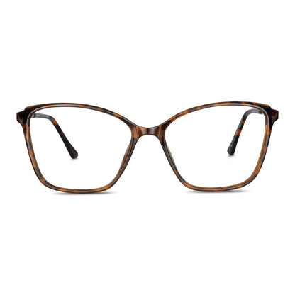 Vista frontal de Carolina lentes de lectura mujer color carey tortoise #color_carey