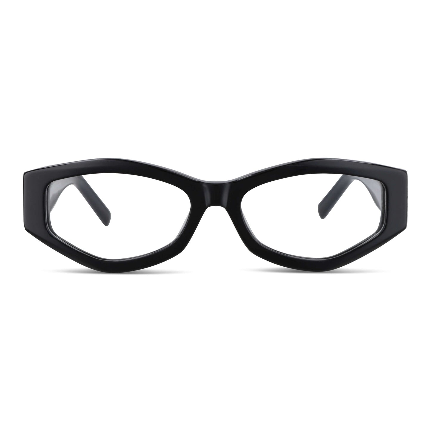 lentes anteojos o gafas opticos geometricos de moda de acetato livianos y delgados para mujer #color_negro