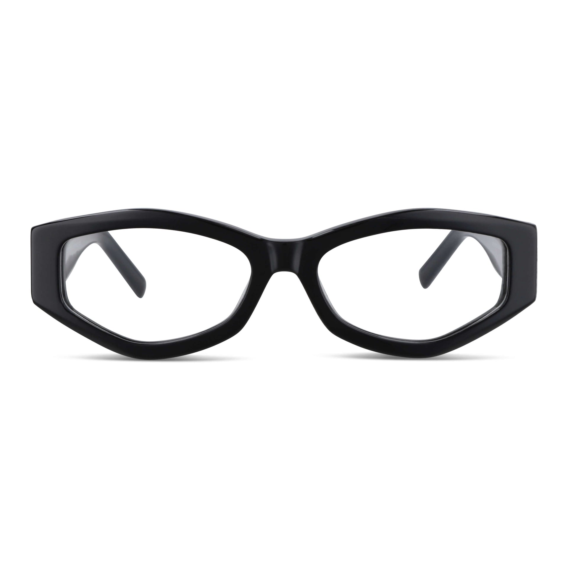 lentes anteojos o gafas opticos geometricos de moda de acetato livianos y delgados para mujer #color_negro