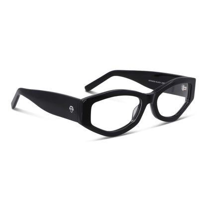 lentes anteojos o gafas opticos geometricos de moda de acetato livianos y delgados para mujer #color_negro