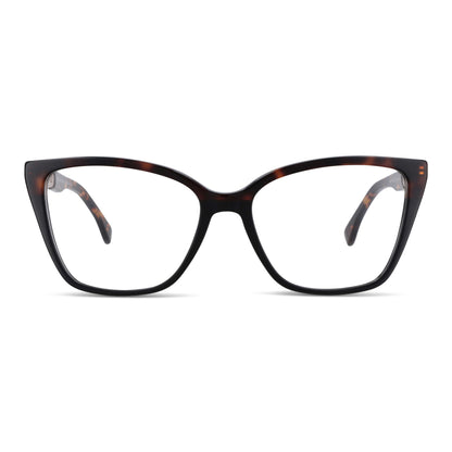 anteojos agatados lentes opticos cat eye para mujer de cara redonda grande en acetato y acero inoxidable #color_carey