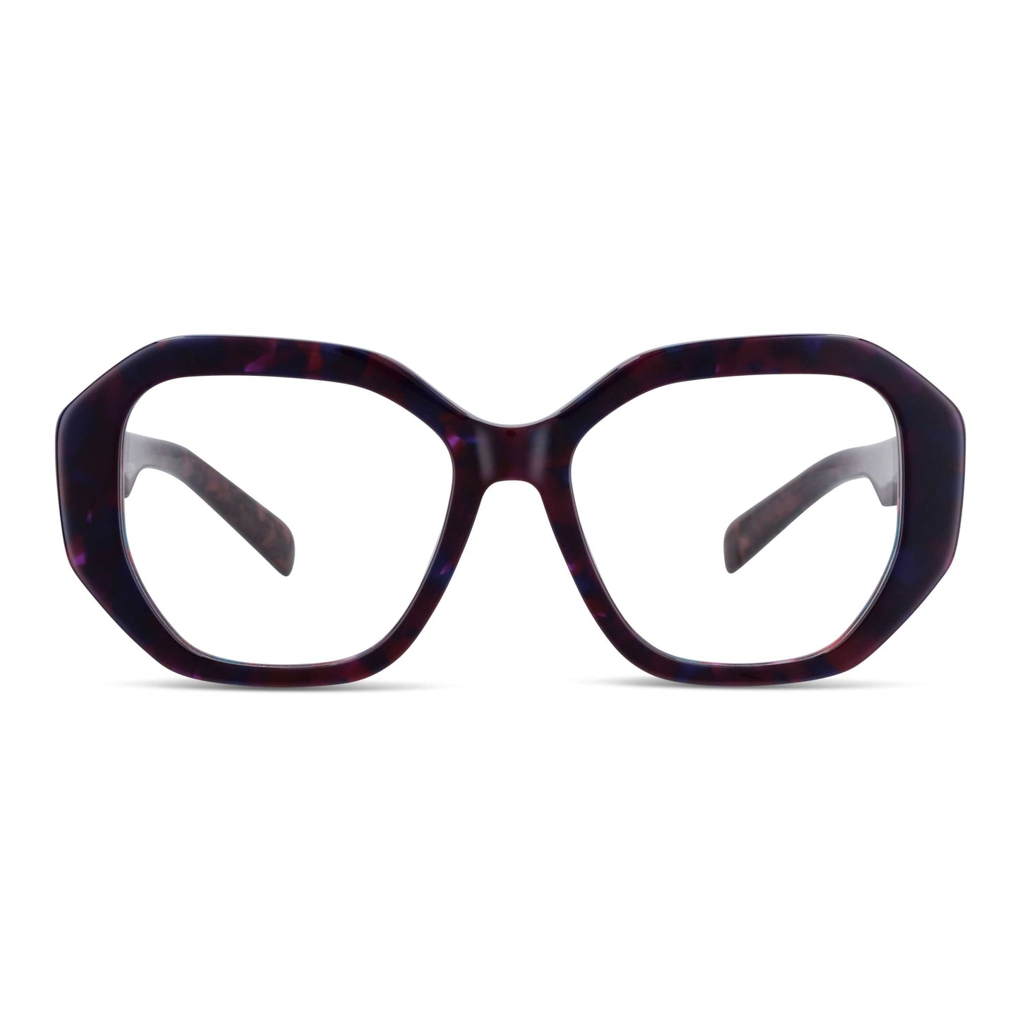 Vista frontal de Gaia lentes ópticos hombre color morado #color_morado