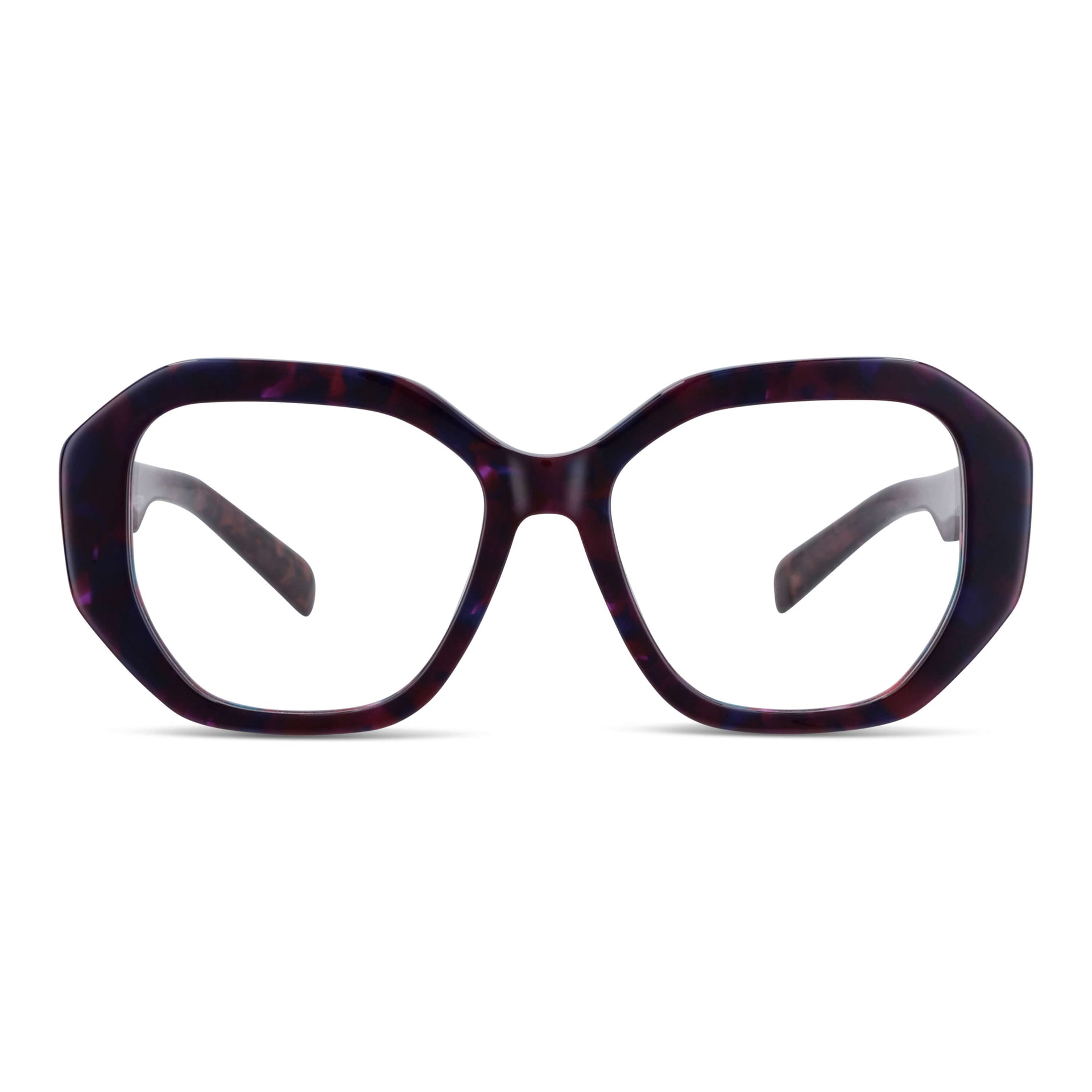 Vista frontal de Gaia lentes ópticos hombre color morado #color_morado