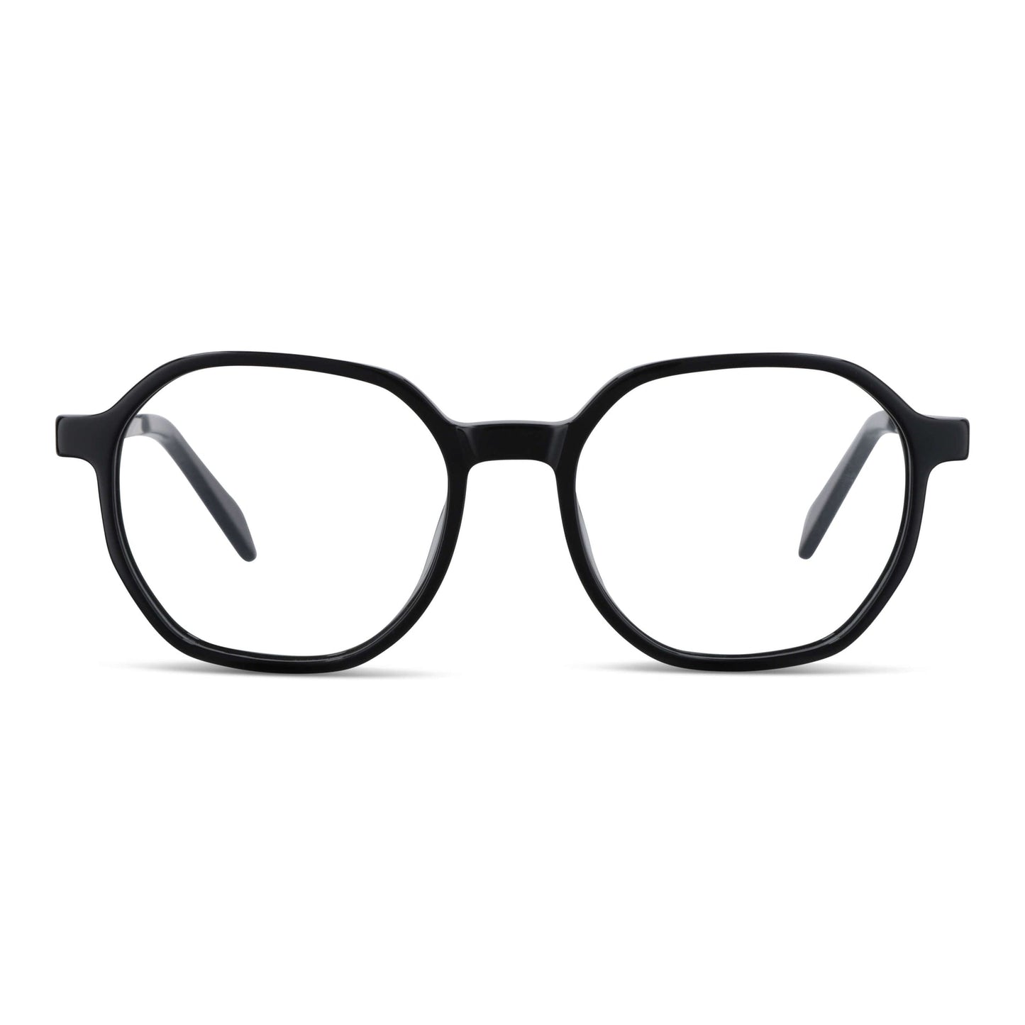 lentes octagonales geometricos opticos de acetato y acero inoxidable livianos y delgados para hombre y mujer baratos #color_negro