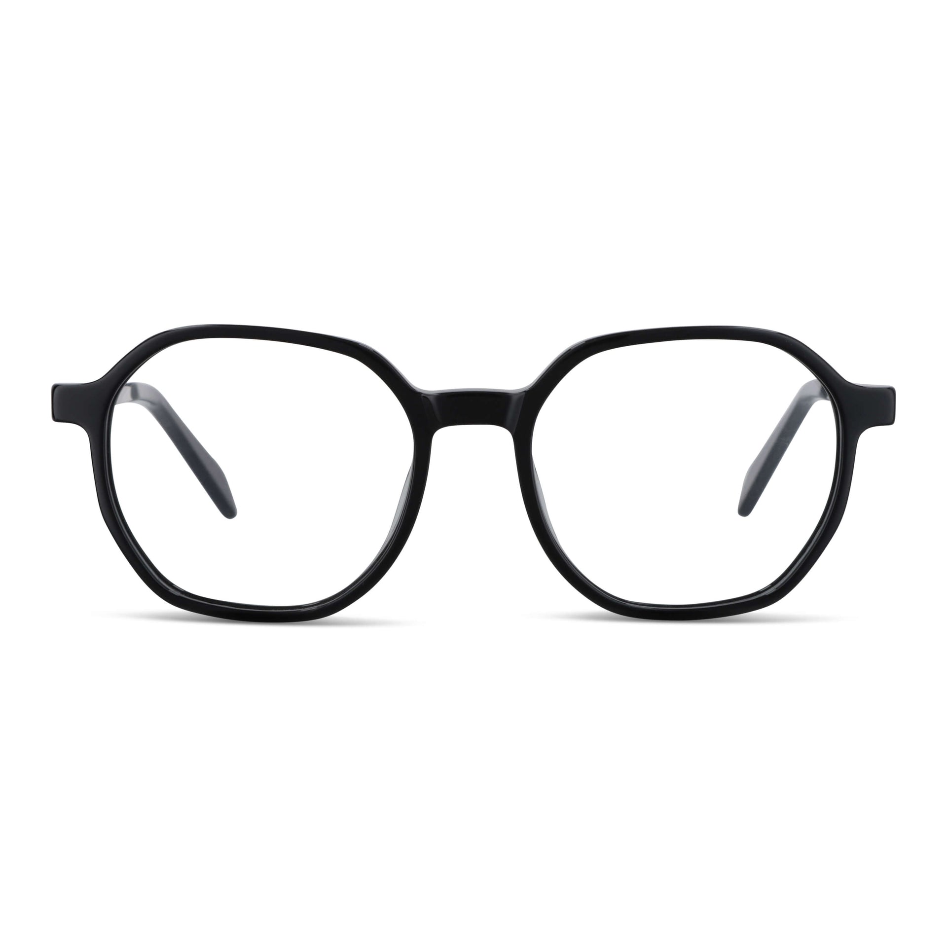 lentes octagonales geometricos opticos de acetato y acero inoxidable livianos y delgados para hombre y mujer baratos #color_negro