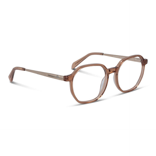 lentes octagonales geometricos opticos de acetato y acero inoxidable livianos y delgados para hombre y mujer baratos #color_blonde-crystal