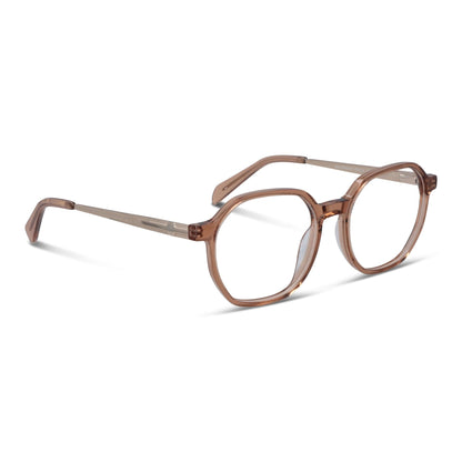 lentes octagonales geometricos opticos de acetato y acero inoxidable livianos y delgados para hombre y mujer baratos #color_blonde-crystal