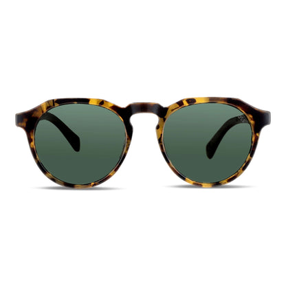 anteojos de sol hexagonales polarizados con patas de madera de hombre y mujer con lentes de color verde o g15 #color-marco_carey
