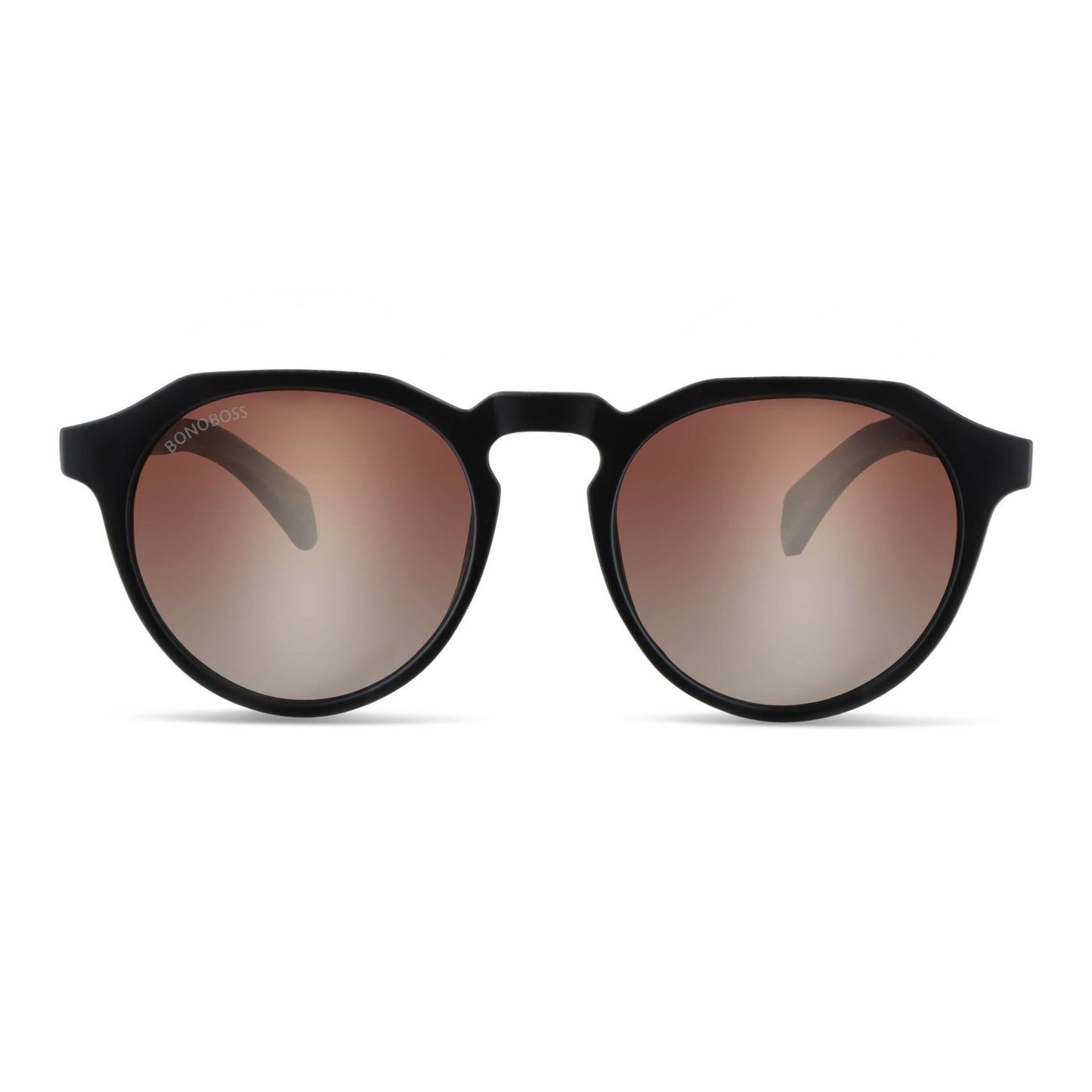 Vista angulada del Galápagos lentes de sol negro clásico con bio-acetato #color_negro