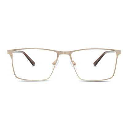 Vista frontal de Francisco lentes ópticos hombre color dorado #color_dorado