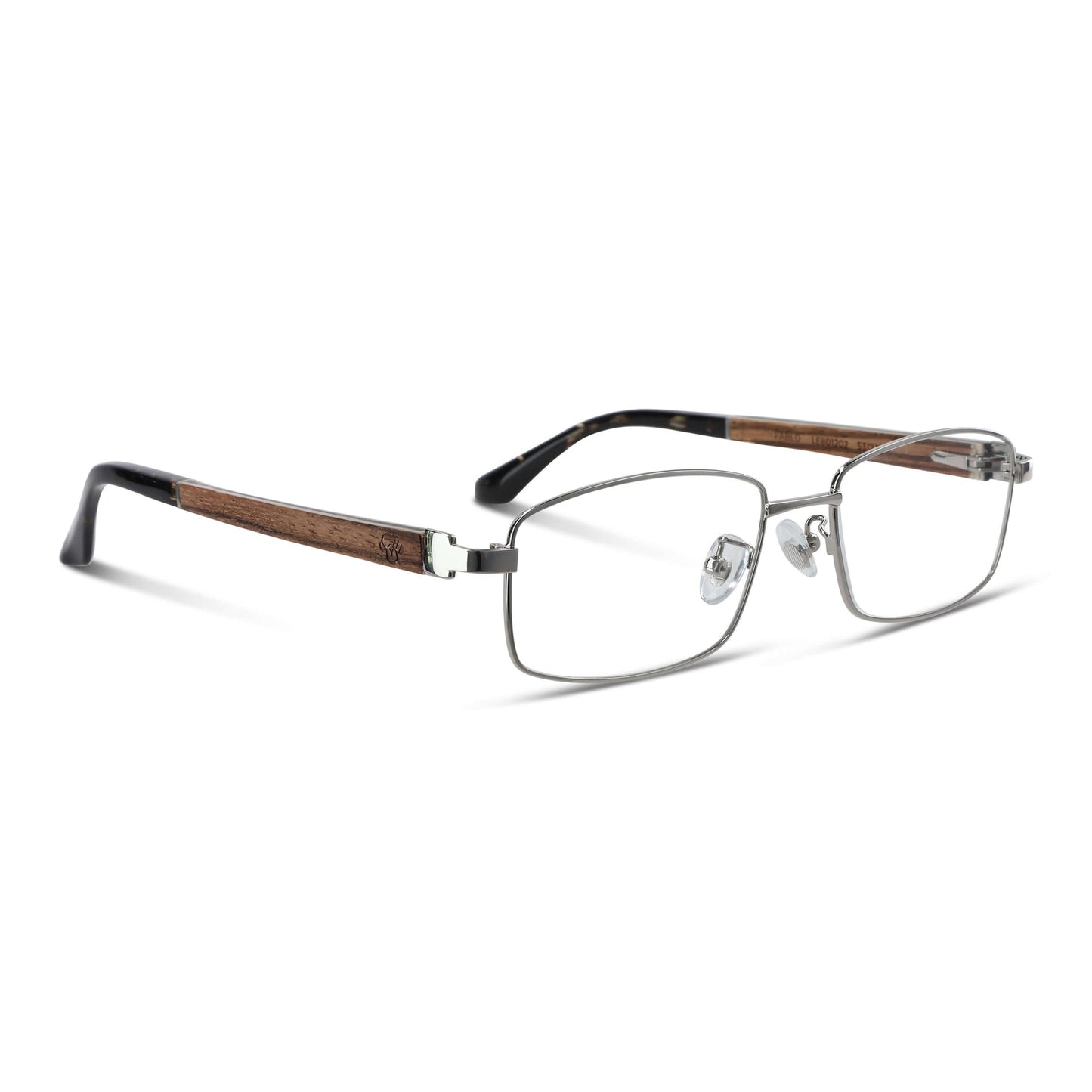 Pablo lentes con receta plateado vista angulada 3/4 para mujer #color_plateado